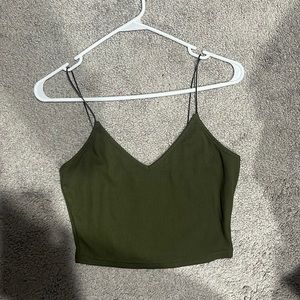 olive green cropped tank top